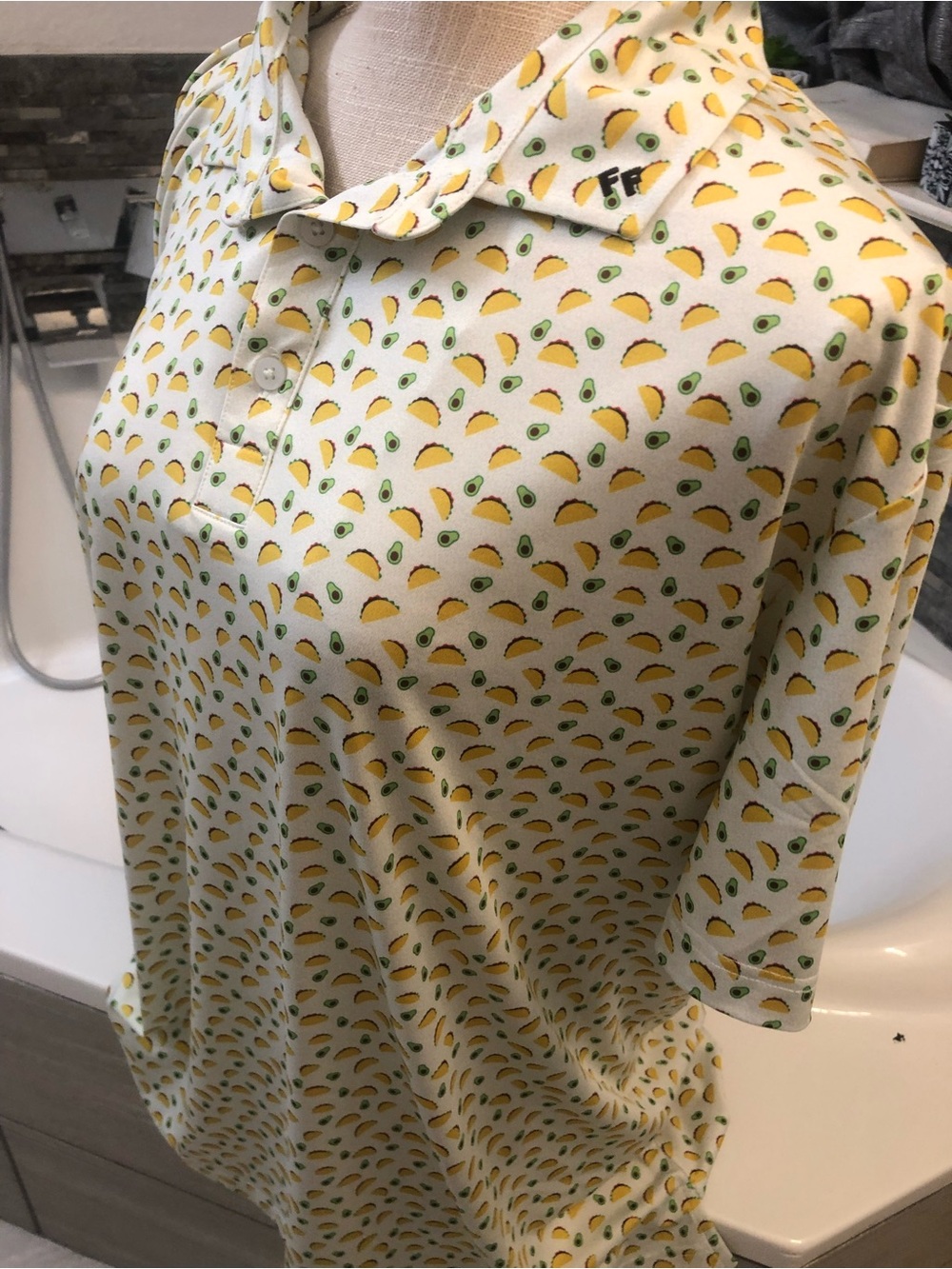 Men’s Taco Themed Golf Polo XL NWOT - Picture 3 of 7